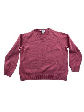 Cabin Creek Petite Womens Swearter Size LP Pink 100% Cotton Knit V-Neck Pullover